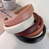 PU Cortex Wide Headbands Retro for Woman Temperament Hair Bands Solid Color Sponge Hair Hoop Fashion Versatile Hair Accessories