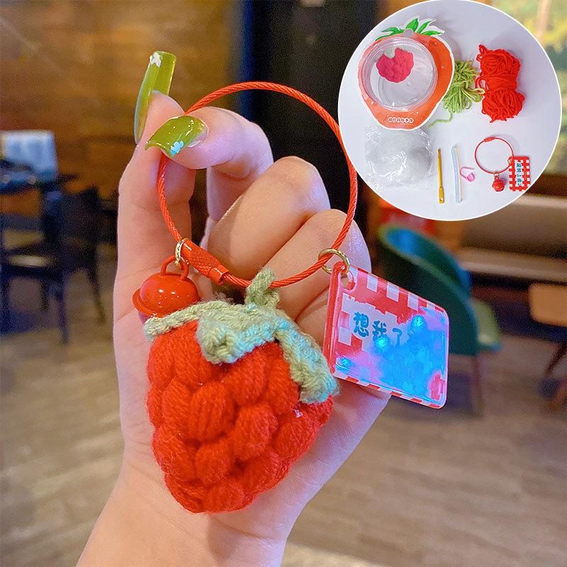 Creative Plush Crochet Fruit Keychain Pendant Diy Cute Cartoon Car Key Chain Girl Pendant transparent gift box packaging