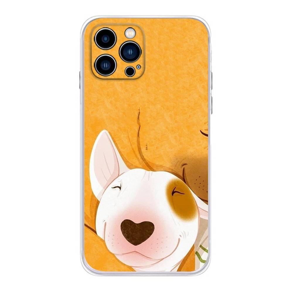 Funny Bull Terrier Dog Phone Case For iPhone 17 16,15,14,13,12,11 Plus,Pro,Max,XR,Plus,E,Mini Transparent Soft Cover