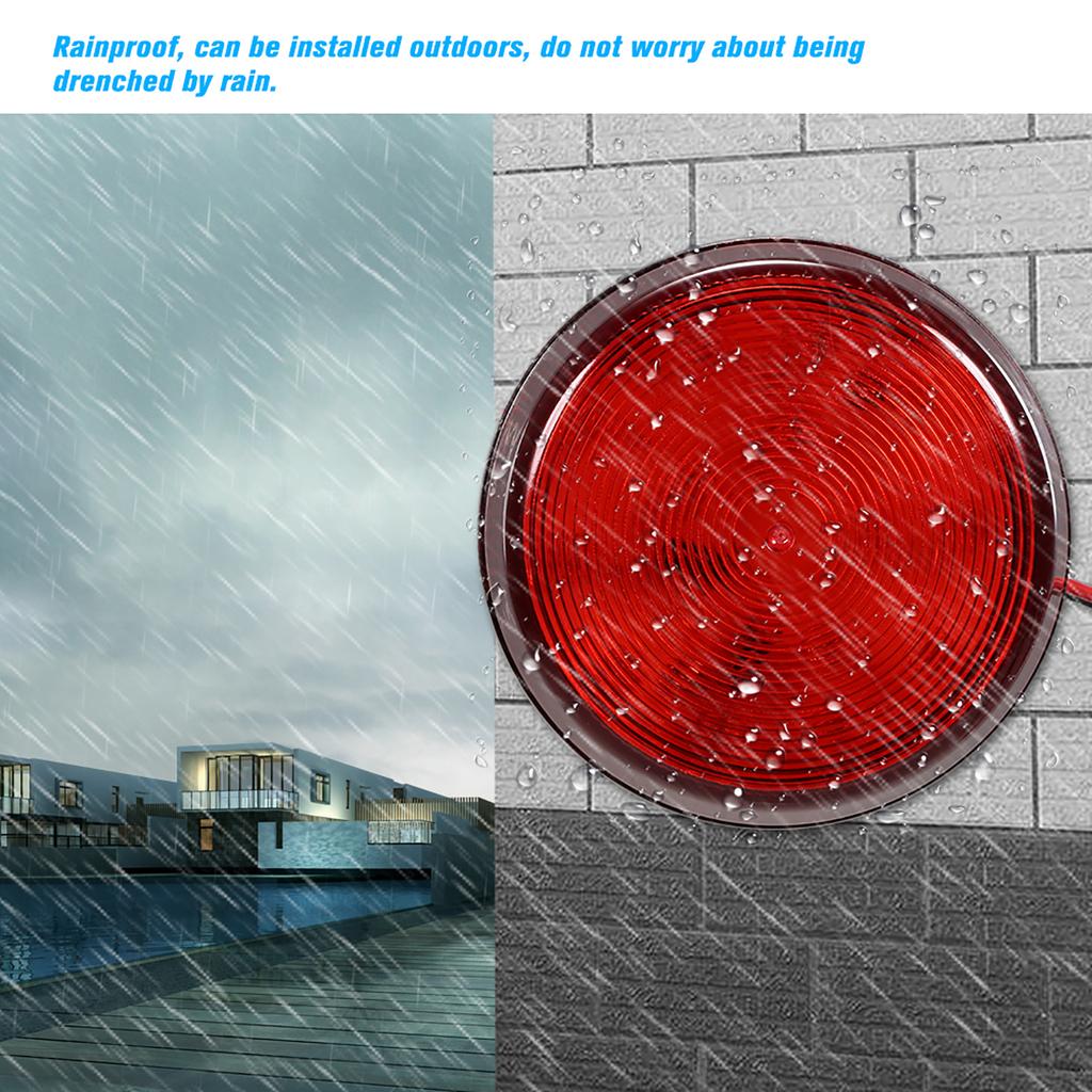Wired Alarm Strobe Signal   Warning LED Light Flashing Waterproof 12V 120mA Safely Security for Alarm System, Red