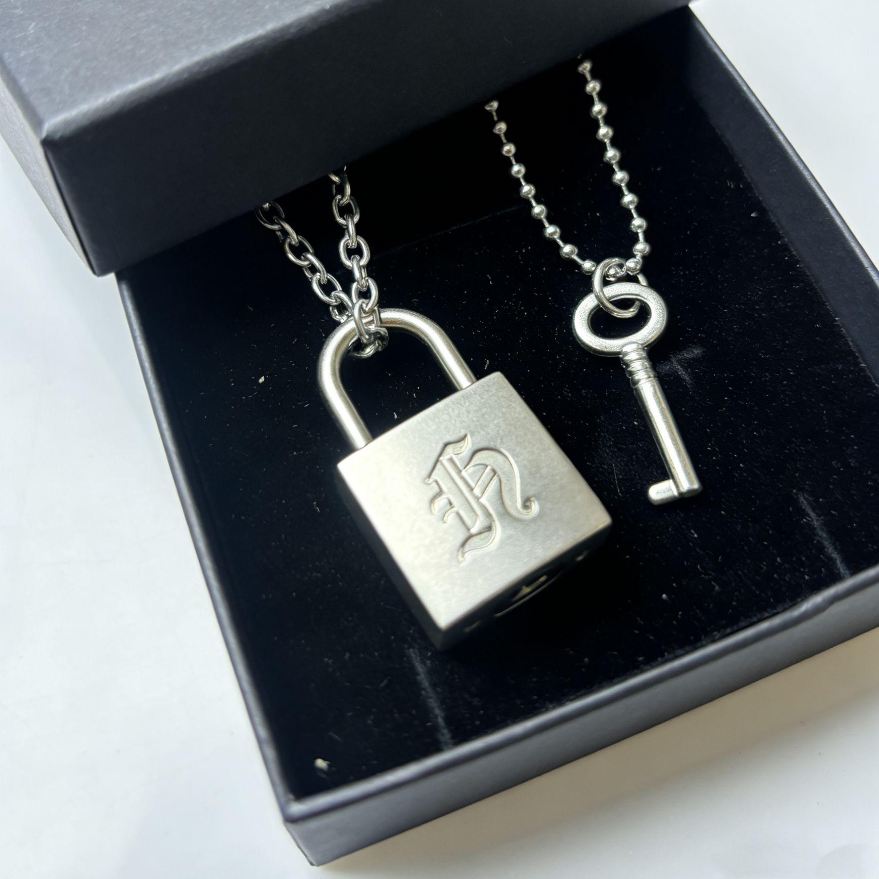 Smooth Matte Finish Metal Lock Necklace