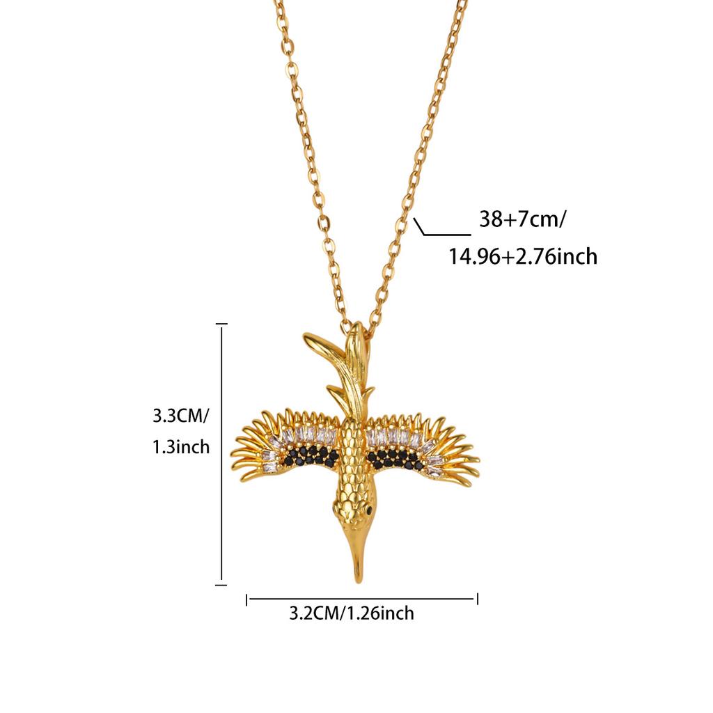 Designed Green Stone Eagle Stainless Steel Necklaces for Women 18K Gold-plated Necklace New Wedding Jewelry Vacation Accessories