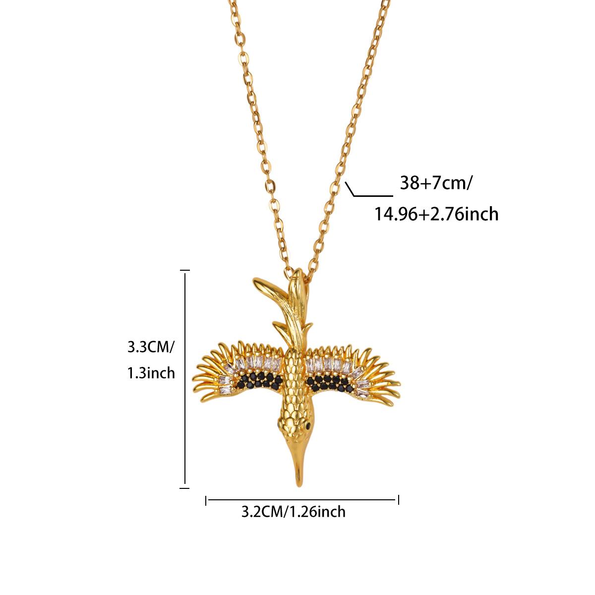 

Designed Green Stone Eagle Stainless Steel Necklaces for Women 18K Gold-plated Necklace New Wedding Jewelry Vacation Accessories