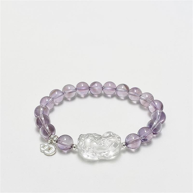 Natural stone amethyst gourd rabbit beaded bracelet light luxury high-end temperament bracelet small fresh fashion jewelry