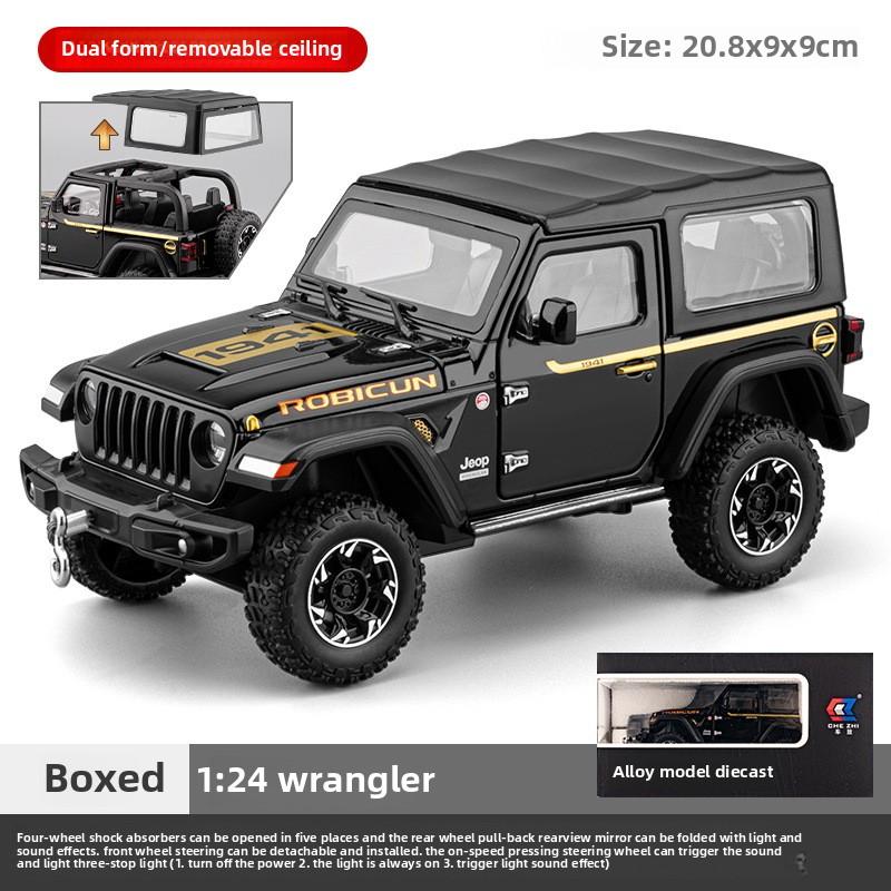Simulation 1:24 Jeep Wrangler Metal Off Road Vehicle Model Hook Stretch Disassembly Top Canopy Boy Car Toy Gift Miniature