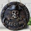 Metal Wall Art Pirate Skull Welcome Sign Home Decor Halloween Gift