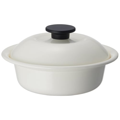 Nodahoro Enamel Heat-Resistant Pot, Small, Gas/IH Compatible, Perfect for Single-Person Ramen and Udon Noodles, Made in Japan, Milky White, KO-19MW