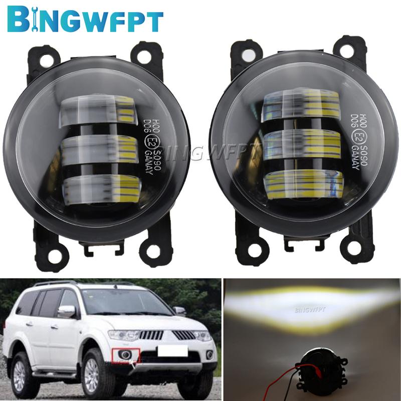 DRL Fog Lamp Assembly H8/H11 12V Interface 9cm In Diameter Fog Light For Mitsubishi Pajero Montero Sport 2008-2014 L200