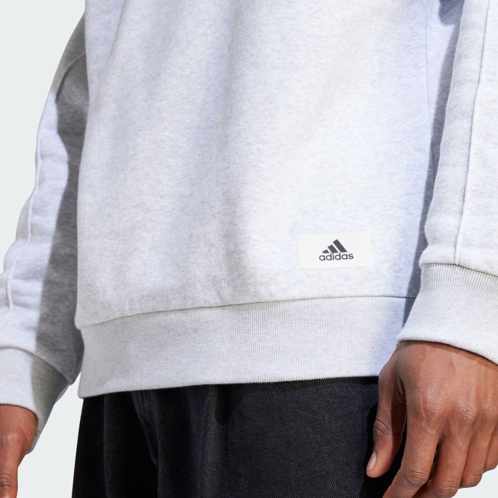 Adidas Long Hoodie Solid Color Logo Loose Fit Sweatshirt Men Hoodies Light-Gray IS7488