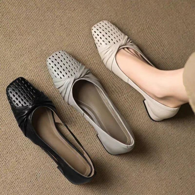 Mode Mode Neue Sommer Freizeitschuhe für Damen Mittelhoch Absatz Weiche Sohle Freizeitschuhe Atmungsaktive Mesh Pumps Damen Aushöhlungs-Schuhe