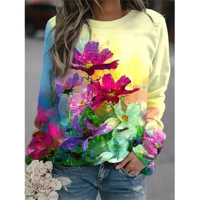 New Winter 3D Print Colorful Florals Sweatshirts Women Fashion Streetwear Pullovers Harajuku Y2k Unisex Clothing Girls Funny Top