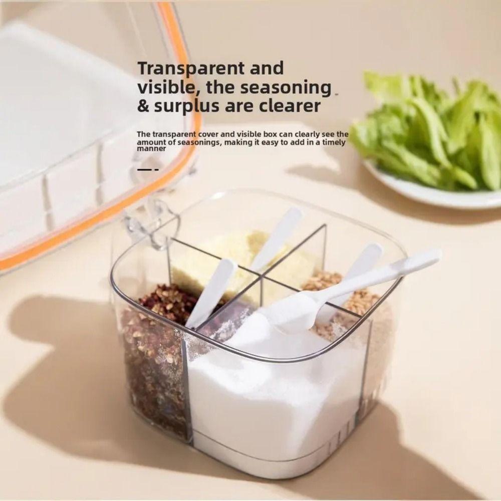 Transparent Seasoning Box Multi Grid Storage Jar New Seasoning Jar  Glutamate Pepper Storage