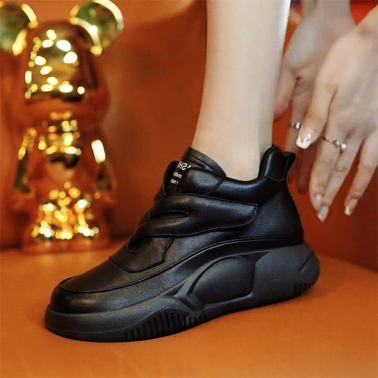 

2024 autumn and winter thick-soled cross-strap sports Martin boots women s thickened new fashion flat-bottomed casual high-top 38 чорний