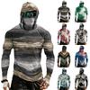 Men's Raglan Sleeve Hooded Long Sleeve Sun Shirt 100 Plus Print Lightweight Pullover Top for Outdoor Activities