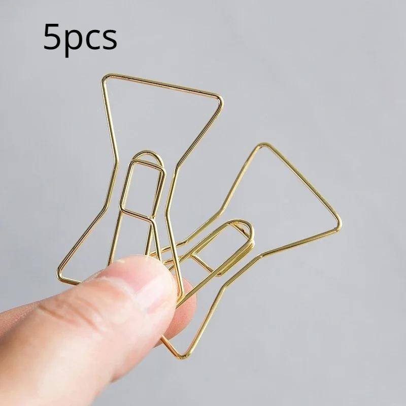 

5 шт./набор Милые золотые бантики Скрепки для бумаги для внутренних страниц блокнота. White