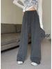 Petite High-Waisted Wide-Leg Sweatpants for Women - Autumn/Winter, Drape Style, Floor-Length, Small Size, Soft, Casual, 145XS.