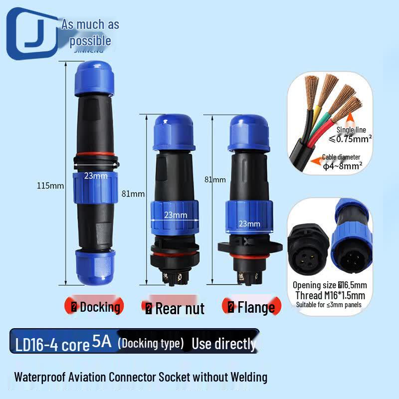 Solder-Free Waterproof LD16 Aviation Connector