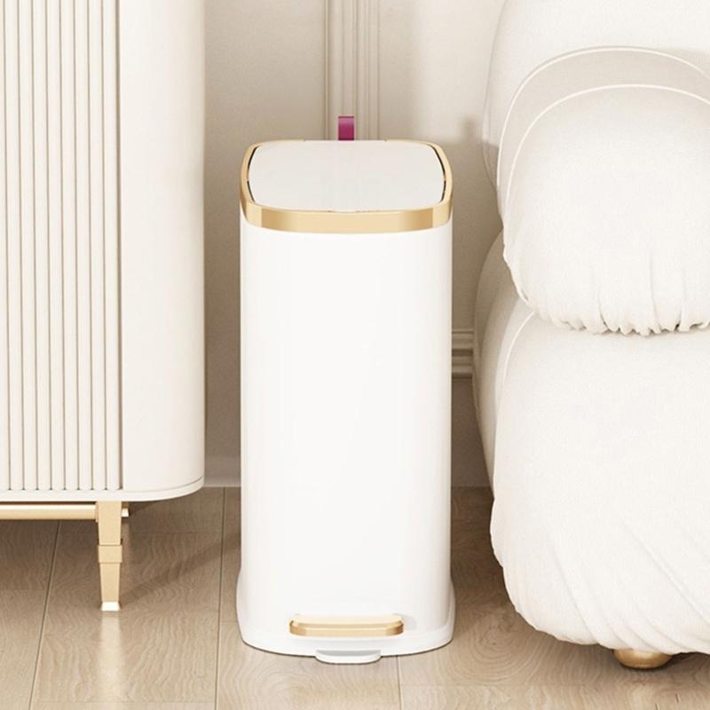 Easy Clean Trash Can Food Grade Stainless Steel Including Quiet Close Lid and Foot Pedal Operations