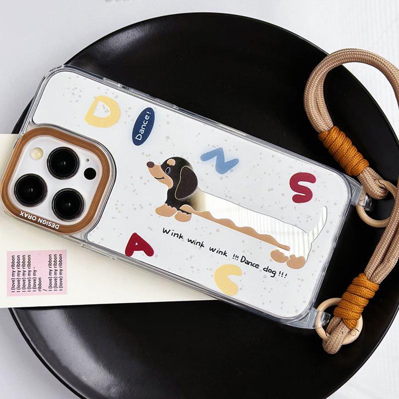 

Чехол-зеркало Zhitai Cartoon Lanyard для iPhone 12/13 Pro Max/14/15 Pro iPhone 13/14