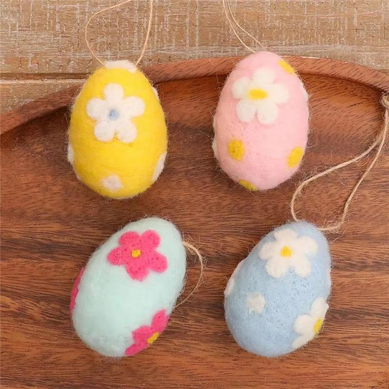 Good-Easter Egg Decorations Kit Wool Felt Foam Easter Eggs Hanging Rope For DIY Crafts