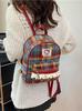 Vintage Red Plaid Kitty Backpack With Lace Detail For Daily Use