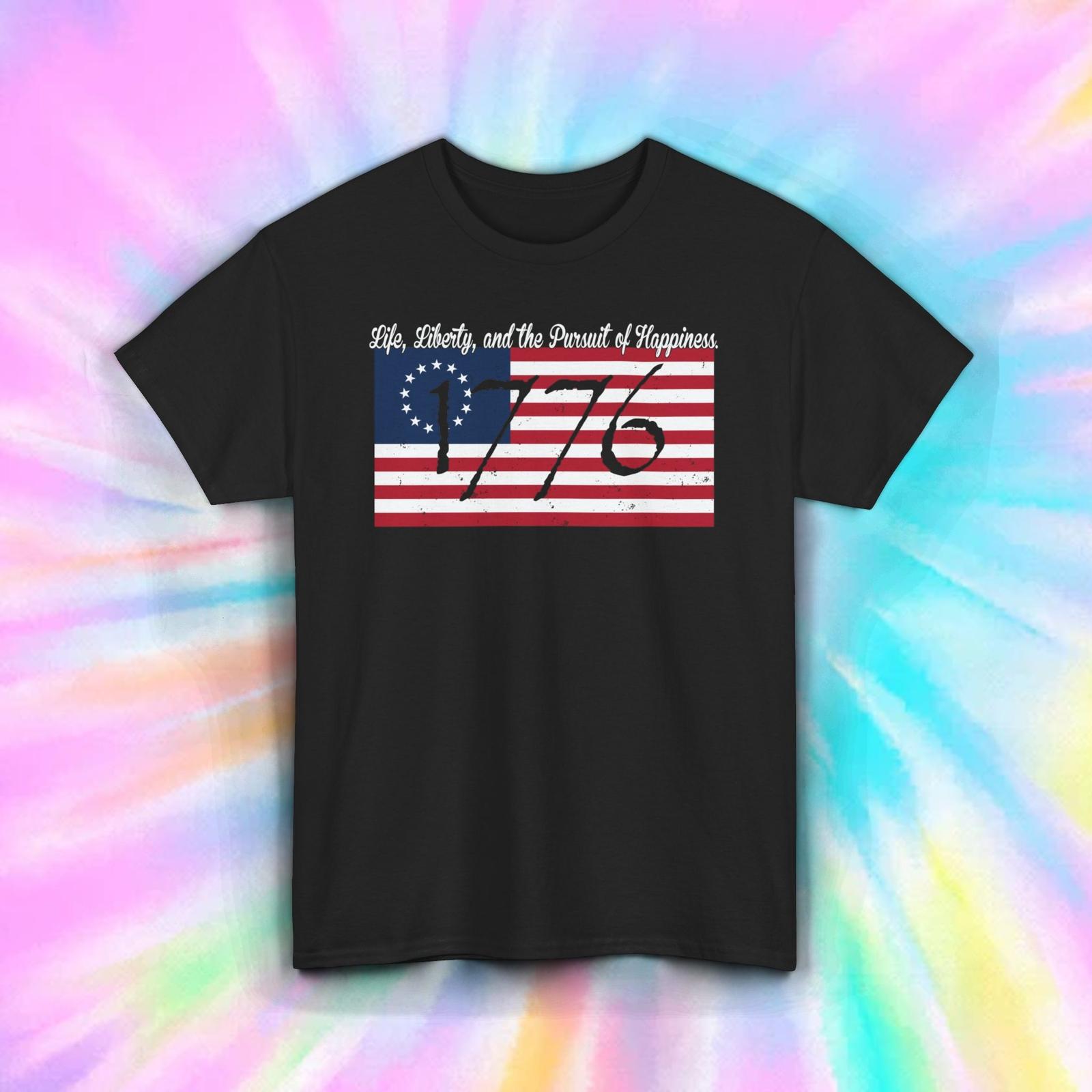 1776 T-Shirt | Life Liberty Pursuit of Happiness | American Flag Tee S-5XL XL