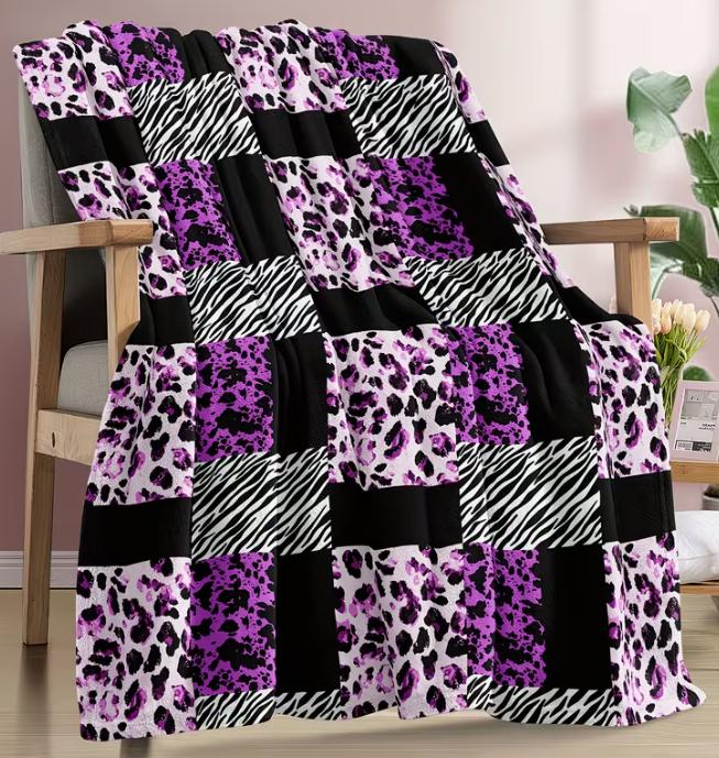 Trendy Leopard Animal Print Art Pattern Ultra Soft Warm Cozy Fluffy Throw Blanket for Living Room Sofa Home Decor