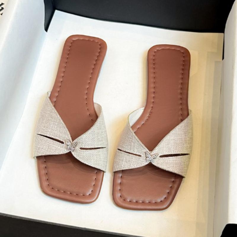 

Модные женские шлепанцы-балетки с цветочным декором, повседневная обувь для ходьбы, женские летние модные сандалии для платья, уличные, неглубокие, zapatillas mujer 35 бежевый