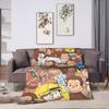 Cartoon Curious George Flannel Blanket  Soft Warm Throw Blanket for Couch Chair Decorative Funny Bedspread Sofa Bed Cover