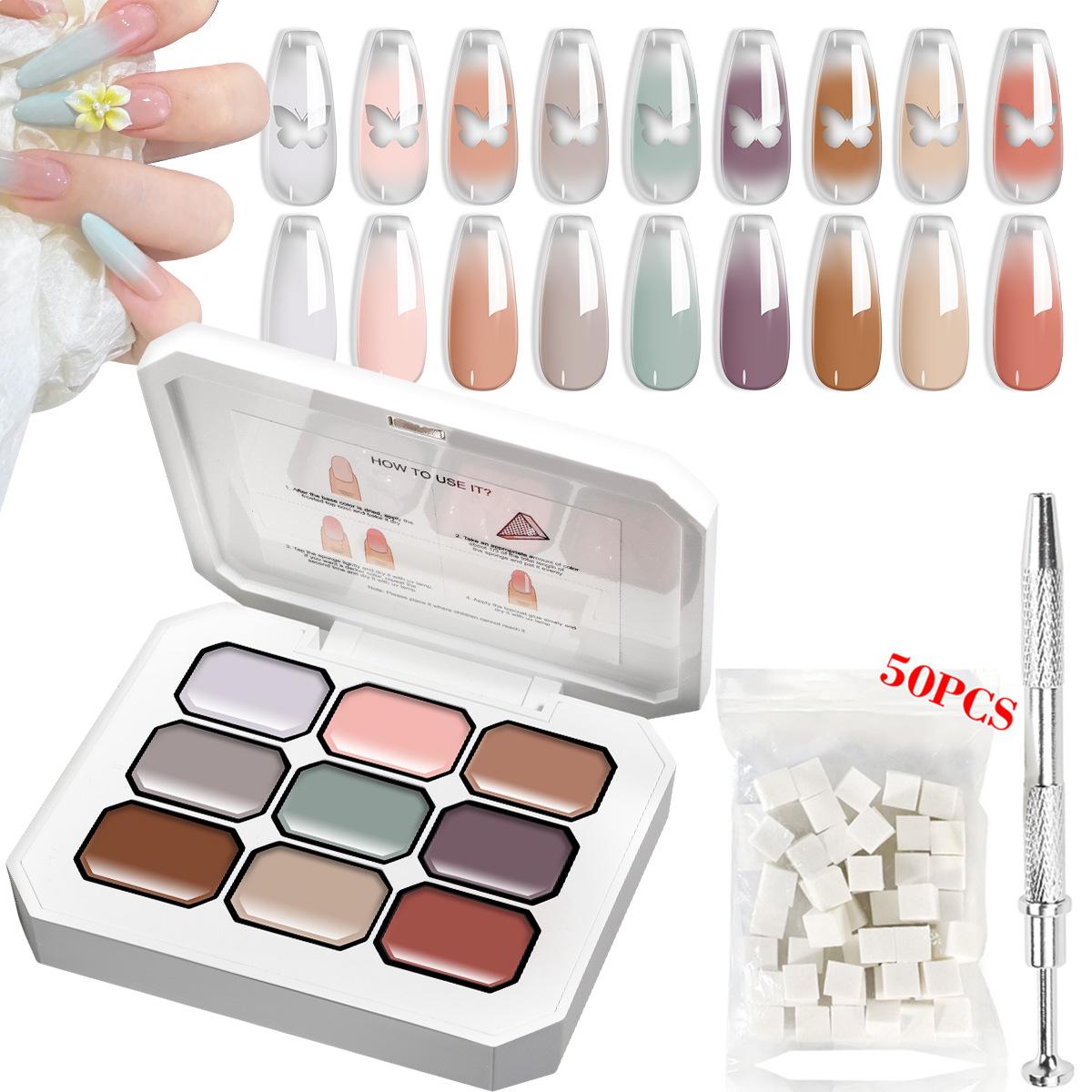 Набор градиентных гель-лаков Сад Моне - Макаронный цвет 9-ячеистый эффект гало-окрашивания