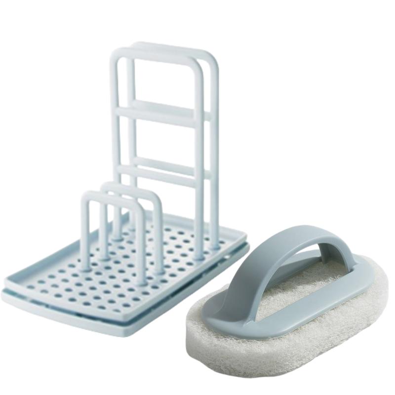 Kitchen Table Storage Rag Rack Dishwashing Cloth Drain and Punch-free Soap Rack Clean with A Daily Dishwashing Pan Brush