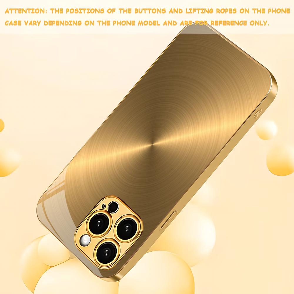Gold textured design electroplated glass phone case suitable for iPhone 17 16 15 14 13 12 11 Pro/Max/Plus anti drop back cover