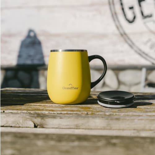 GRANDTIES Premium Vacuum Insulated Mug, 460ml, Available in 19 Colors, with Easy-Open Sliding Lid, Stainless Steel Double-Wall Vacuum Insulation, and