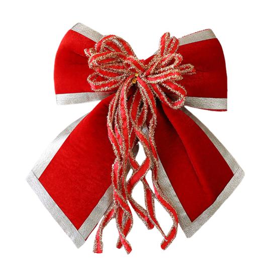 

Christmas Bow Decoration Large Ribbon Bow with Glitter Edge for Christmas Wreath Tree Toppers Holiday Indoor Home Decor