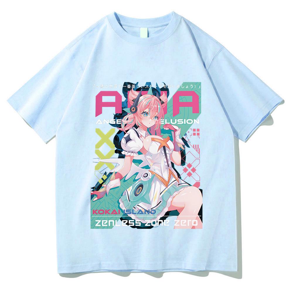 Summer Zenless Zone Zero Cotton T Shirts ZZZ Aria T-Shirt Gacha Gaming Tee Unisex Popular Trends Harajuku Anime Graphic Top