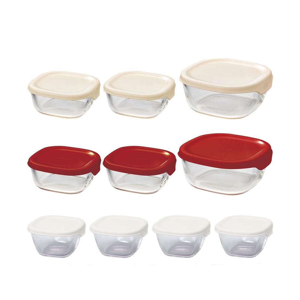 Hario Heat Resistant Glass Storage Containers Off White Red White
