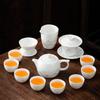 Ink landscape white porcelain tea set full set suet jade home office teapot