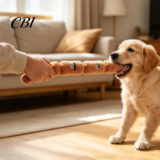 Noise-making Dog Toy Squeaky Plush Toy, Long Sausage Shape Chew with BB Sound, Built-in Squeaker Durable Bite Resistant for Small Medium Dogs,