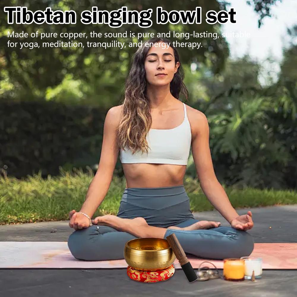 New Tibetan Singing Bowl Nepalese Buddhist Chanting Bowl Set Yoga Meditation Bowl Copper Bowl Stress Relief
