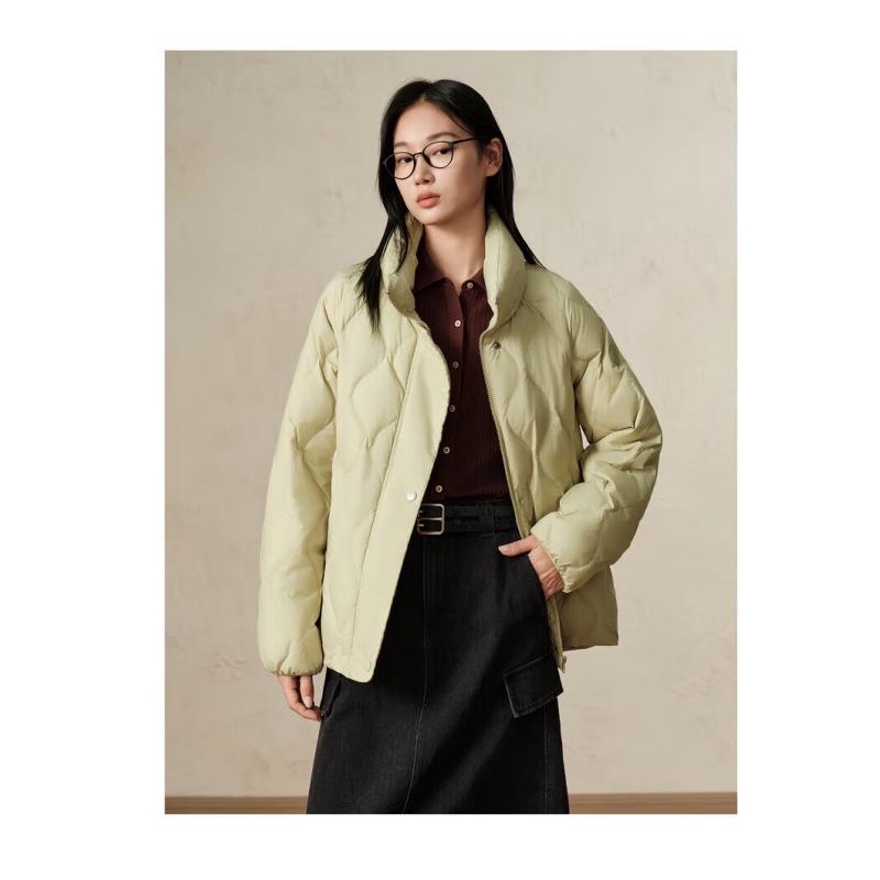 JZ·ANNACAU Women's Stand-Collar Short Duck Down Jacket