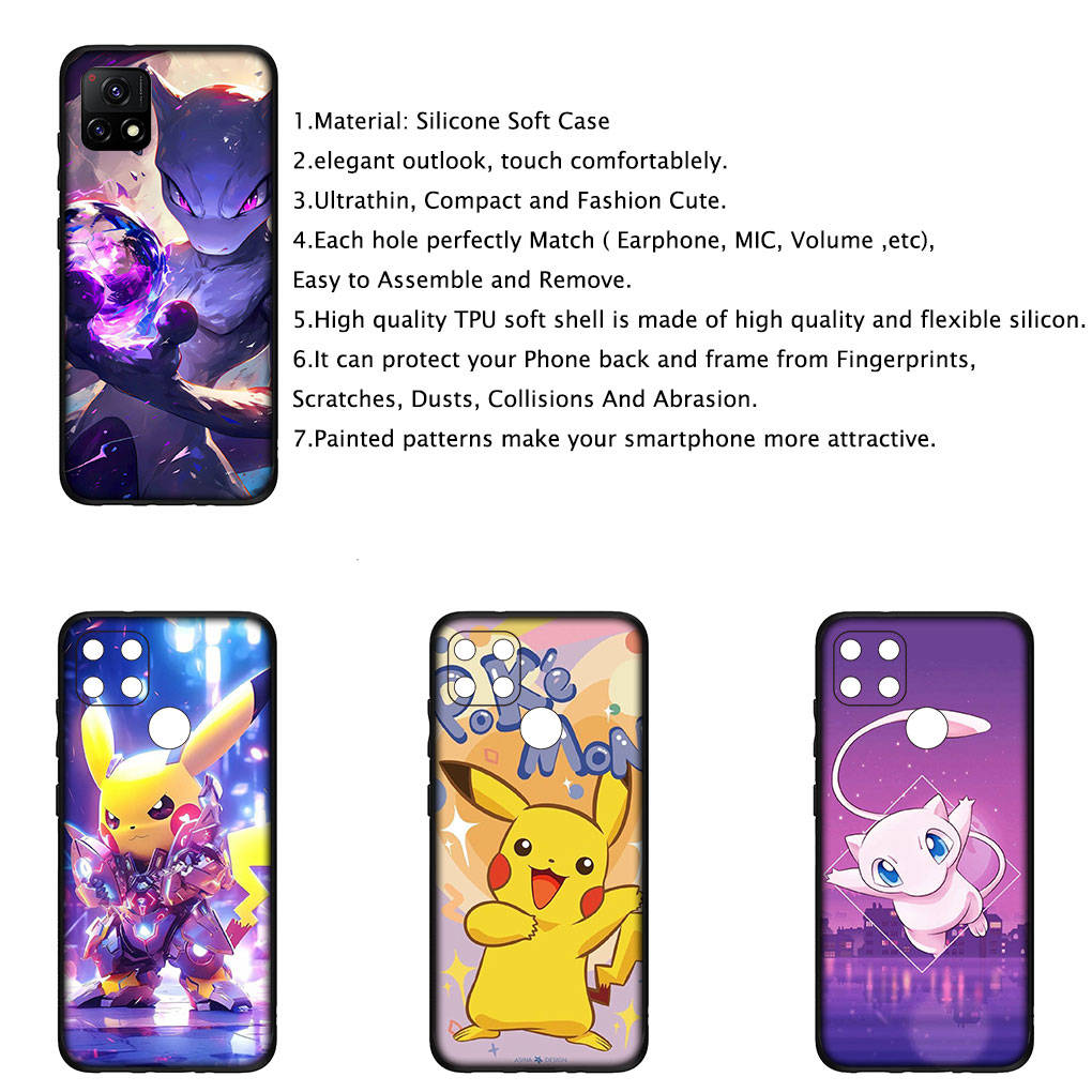 Cover for iPhone 16 15 Xiaomi Redmi Note 14 13 12 11 Pro Max X 8 9 16e Samsung Galaxy S25 S24 S23 Moto A4 OPPO Huawei Mew Mewtwo Pikachu Phone Case
