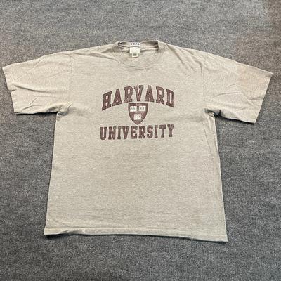 Vintage 90er Jahre Harvard University T-Shirt XL 23x28 Grau Arch Schriftzug