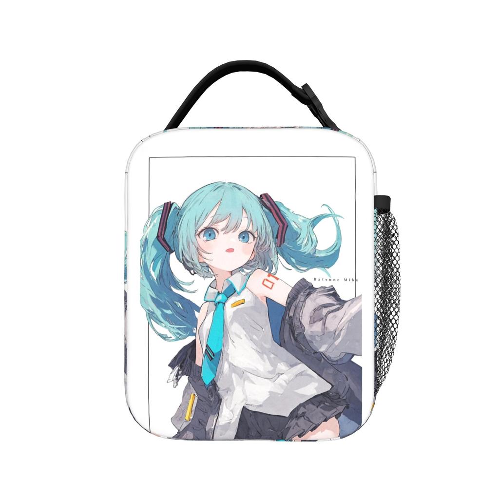 Hatsune Miku Manga Insulated Lunch Bags High Capacity Reusable Thermal Bag Tote Lunch Box School Picnic Bento Pouch