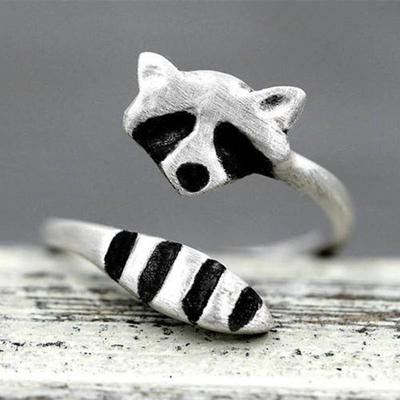 Raccoon Open Ring Women's Cute Fox Tail Animal Ring Jewelry