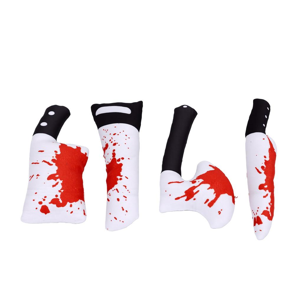 4pcs Halloween Cat Catnip Toys Built in Crinkle Paper Dual Sensory Stimulation Interactive Horror Teething Chew Plush