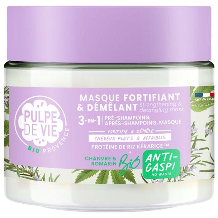 Masque Capillaire - PULPE DE VIE - Chanvre Et Romarin - 300 Ml - Fortifiant - Démêlant 3en1
