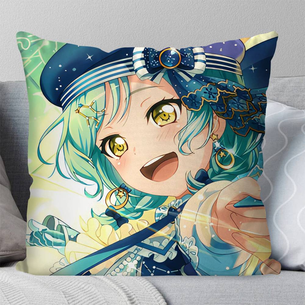 Hikawa Hina Anime BanG DDream Pillow Case Fashion Square Pillowcase Bedroom Sofa Room Ins Decoration Leisure