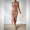 European and American Women's Clothing New Summer Fashion Sexy Slim Single Shoulder Irregular Printing Suspender Dress