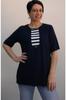 Women's Style Big Size T-Shirt Navy Blue, Navy Blue Color Blocked Combed Cotton Viscose T-Shirt