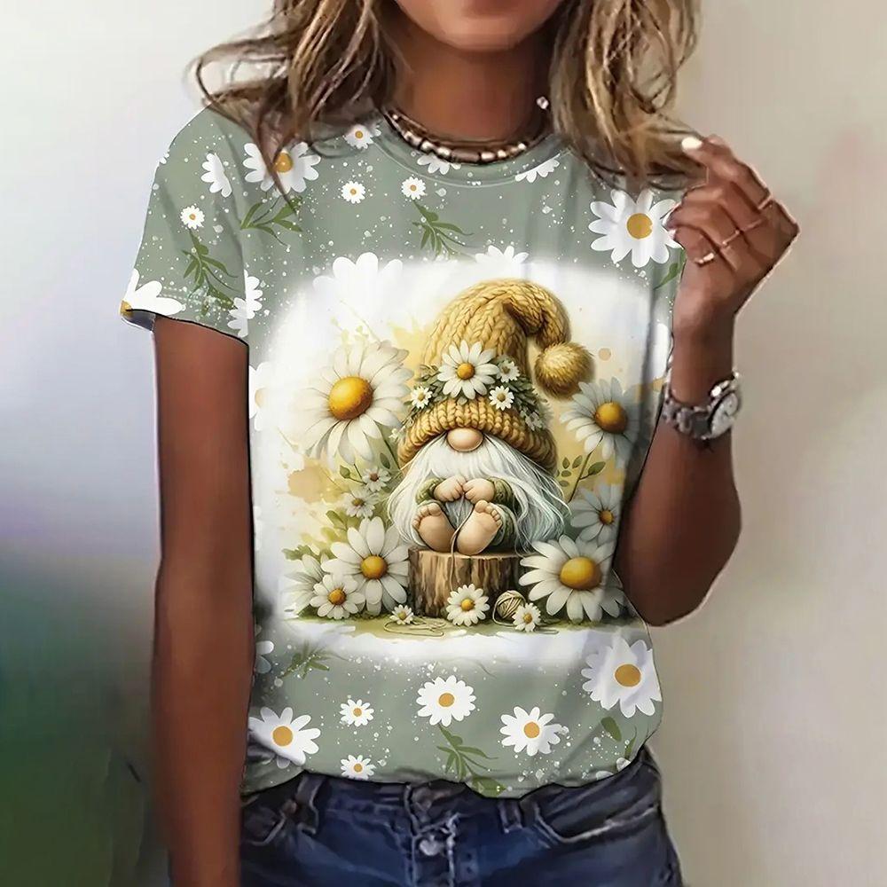 Christmas Santa Claus 3D Print Women's T-Shirts Casual Tops O-Neck T Shirt Y2k Harajuku Short Sleeve Street Tees Female Clothing